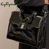 Cyflymder Trendy Female Briefcase Cool Patent Leather Shoulder Laptop Bag Women Large Capacity