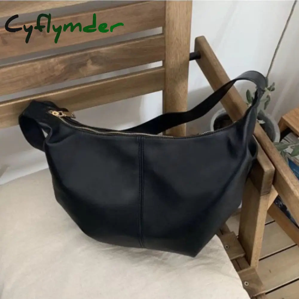 Cyflymder Trendy Pleated Shoulder Bag For Women Soft Pu Leather Crossbody Designer Dumpling Fashion