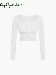 Cyflymder - Twist Long Sleeve Crop Shirt T-Shirts