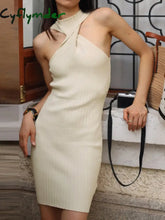 Cyflymder - Twist Rib Mockneck Bodycon Short Dress Apricot / S Sweater Dresses