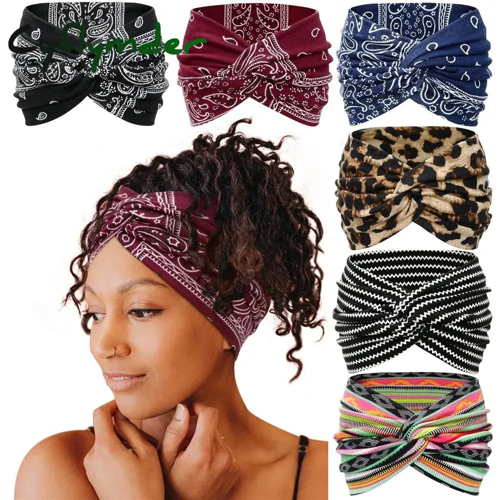 Cyflymder Twisted Wide Headbands For Women Extra Large Turban Workout Headband Fashion Yoga Hair