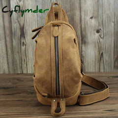 Cyflymder Unique Men’s Crazy Horse Leather Chest Bag Real Cowhide Ipad Mini Male Single Shoulder