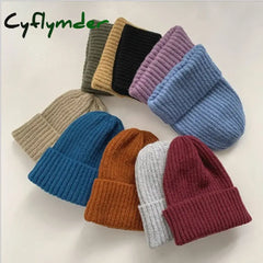 Cyflymder Unisex Hat Cotton Blends Solid Warm Soft HIP HOP Knitted Hats Men Winter Caps Women’s Skullies Beanies For