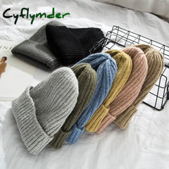 Cyflymder Unisex Hat Cotton Blends Solid Warm Soft HIP HOP Knitted Hats Men Winter Caps Women’s Skullies Beanies For