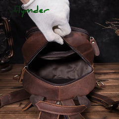 Cyflymder Unisex Original Leather Fashion Travel College School Book Bag Female Women Ladies