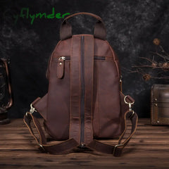 Cyflymder Unisex Original Leather Fashion Travel College School Book Bag Female Women Ladies