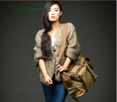 Cyflymder Unisex Retro New Canvas Leather Women Messenger Bags Men Crossbody Bag Shoulder Duffel