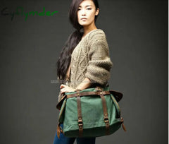 Cyflymder Unisex Retro New Canvas Leather Women Messenger Bags Men Crossbody Bag Shoulder Duffel