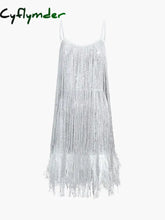 Cyflymder - Urban Twilight Fringed Sequined Short Dress Silver / S Dresses