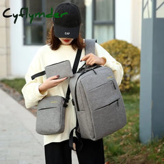 Cyflymder Usb Charging Canvas Backpack 3 Pcs/Set Women School Backpacks Schoolbag For Teenagers Man
