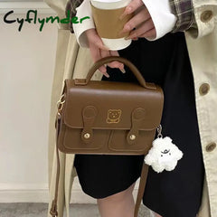Cyflymder Vintage Bear Print Handbags For Women Trendyol Cute Shoulder Bag Elegant Academy Japanese