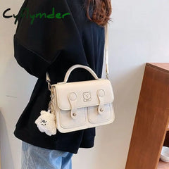 Cyflymder Vintage Bear Print Handbags For Women Trendyol Cute Shoulder Bag Elegant Academy Japanese