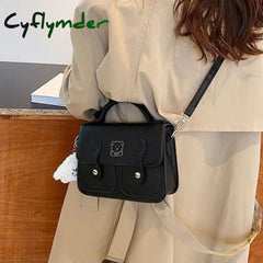 Cyflymder Vintage Bear Print Handbags For Women Trendyol Cute Shoulder Bag Elegant Academy Japanese