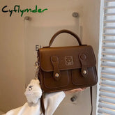 Cyflymder Vintage Bear Print Handbags For Women Trendyol Cute Shoulder Bag Elegant Academy Japanese