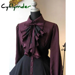 Cyflymder Vintage Bow Lace-up Medieval Court Style Dress Elegant Layer Ruffles Palace Lolita Dress Victorian Princess