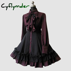 Cyflymder Vintage Bow Lace-up Medieval Court Style Dress Elegant Layer Ruffles Palace Lolita Dress Victorian Princess