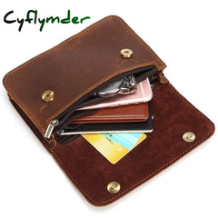 Cyflymder Vintage Crazy Horse Leather Fanny Waist Pack Men Genuine Travel Belt Bags Male Small