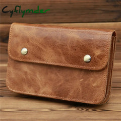 Cyflymder Vintage Crazy Horse Leather Fanny Waist Pack Men Genuine Travel Belt Bags Male Small