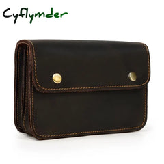 Cyflymder Vintage Crazy Horse Leather Fanny Waist Pack Men Genuine Travel Belt Bags Male Small
