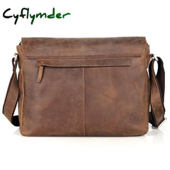 Cyflymder Vintage Crazy Horse Leather Men Shoulder Bag Genuine Messenger Bag Men Crossbody Sling
