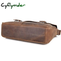 Cyflymder Vintage Crazy Horse Leather Men Shoulder Bag Genuine Messenger Bag Men Crossbody Sling