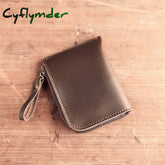 Cyflymder Vintage Crazy Horse leather Wallet Female Zipper Short women Purse designer Slim Small Mini Wallet Portfolio