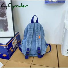 Cyflymder Vintage Denim Jean Women Backpacks Preppy Style Shoulder Bags Girls School Travel Casual
