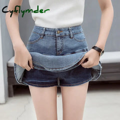 Cyflymder Vintage Denim Mini Skirts Women Summer Sexy Solid Colour Ball Gown Jeans Female Casual