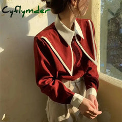 Cyflymder Vintage Elegant Shirts Women Chiffon Patchwork Ruffle Turn Down Collar Long Sleeve Blouse