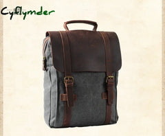 Cyflymder Vintage Fashion Backpack Leather Military Canvas Men Women School Bag Bagpack Rucksack