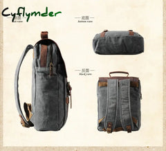 Cyflymder Vintage Fashion Backpack Leather Military Canvas Men Women School Bag Bagpack Rucksack
