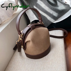Cyflymder Vintage Fashion Female Tote Bucket Bag New Quality Matte Leather Women’s Designer