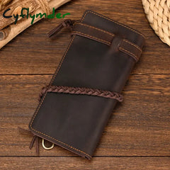 Cyflymder Vintage Hasp Open Genuine Cow Leather Men Wallet Large Capacity Crazy Horse Real Leather Man Bifold Purse