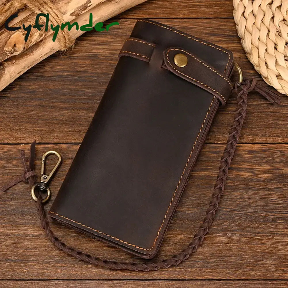 Cyflymder Vintage Hasp Open Genuine Cow Leather Men Wallet Large Capacity Crazy Horse Real Leather Man Bifold Purse