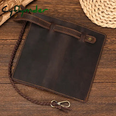Cyflymder Vintage Hasp Open Genuine Cow Leather Men Wallet Large Capacity Crazy Horse Real Leather Man Bifold Purse