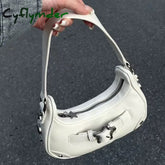 Cyflymder Vintage Korean Casual Cute White Star Shoulder Underarm Tote Bag Ladies Sling Bags