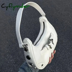 Cyflymder Vintage Korean Casual Cute White Star Shoulder Underarm Tote Bag Ladies Sling Bags