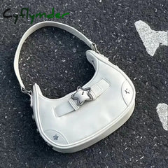 Cyflymder Vintage Korean Casual Cute White Star Shoulder Underarm Tote Bag Ladies Sling Bags