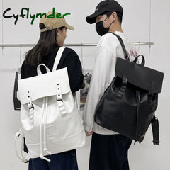 Cyflymder Vintage Leather Backpack Women Fashion Large Drawstring Rucksack Travel Bag Mochilas