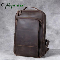 Cyflymder Vintage Men’s Crazy Horse Leather Backpack Genuine Leather Retro Rucksack Large Classic