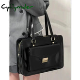 Cyflymder Vintage Messenger Bag Japanese Black High Capacity Handbags For Women Pu Leather Casual