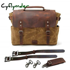 Cyflymder Vintage Motorcycle Side Bag Waxed Canvas Bike Luggage Riding Saddle Leg For Bicycle Men