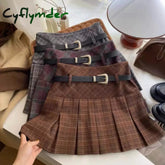 Cyflymder Vintage Plaid Skirt Women Preppy Style Kawaii Pleated Skirt Korean Fashion Autumn Winter A-line Streetwear