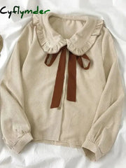 Cyflymder Vintage Preppy Suit Girl Knitted Vest Cardigan + Doll Collar Long-sleeved Shirt + Pleated Plaid Skirt