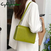 Cyflymder Vintage Pu Leather Women Shoulder Bag Small Handbags Solid Color Square Ladies Armpit