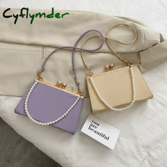 Cyflymder Vintage Shoulder Bags Women Fashion Pearl Chain Handbag Kiss Lock Designed Brand Small
