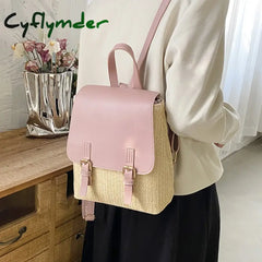 Cyflymder Vintage Straw Backpack Multifunctional Fashion Ladies Shoulder Bag Luxury Designer Small