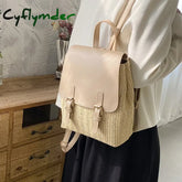 Cyflymder Vintage Straw Backpack Multifunctional Fashion Ladies Shoulder Bag Luxury Designer Small