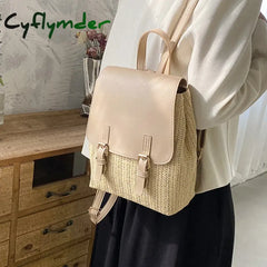 Cyflymder Vintage Straw Backpack Multifunctional Fashion Ladies Shoulder Bag Luxury Designer Small
