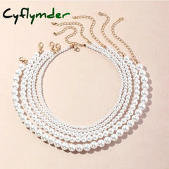 Cyflymder Vintage Style Simple 6Mm Pearl Chain Choker Necklace For Women Wedding Love Shell Pendant